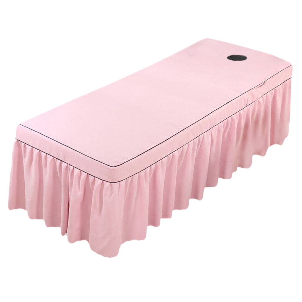 Schoonheid Gezicht Bed Cover Massage Tafel Rok Katoen Volant Vel Voor Vierkante Kop Cosmetische Bedden Met Gat 75X31inch Beauty Massage: Pink 70x190cm