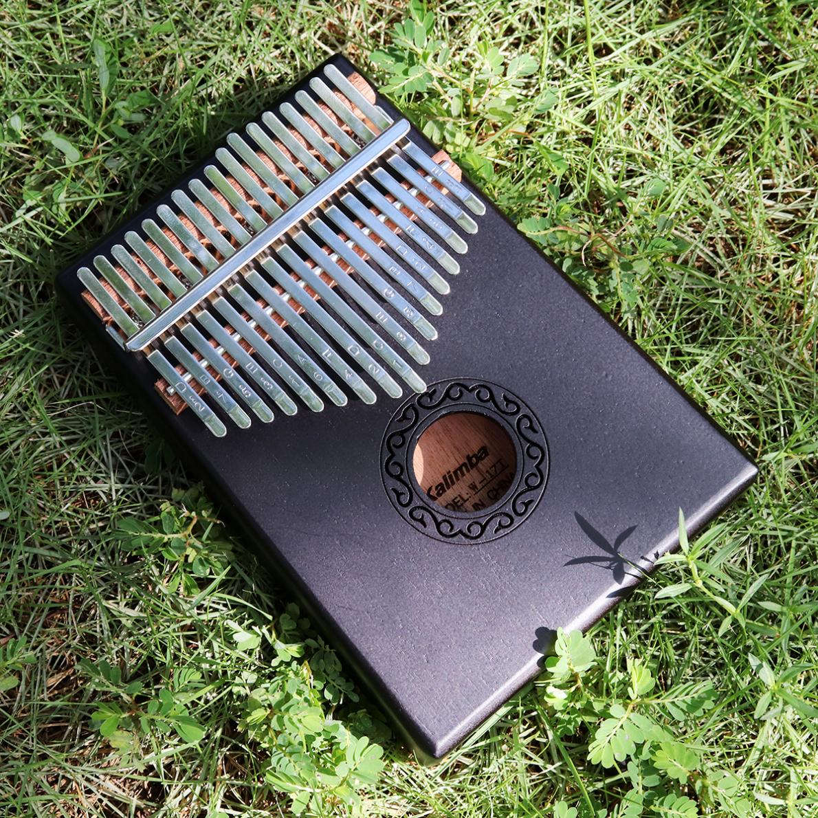 17 Key Gray Kalimba Single Board Mahogany Thumb Piano Mbira Mini Keyboard Instrument with Complete Accessories