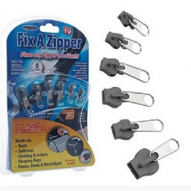 6pcs/Bag Universal Instant Fix Zipper Repair Kit Zip Slider Stop Replacement Instant Rescue Zipper For Sewing Clothes