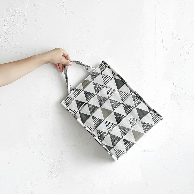 Purdored 1 pc geometrie lunchtas voor vrouwen grappige kinder bento koeltassen thermische reis ontbijtbox draagbare picknicktas