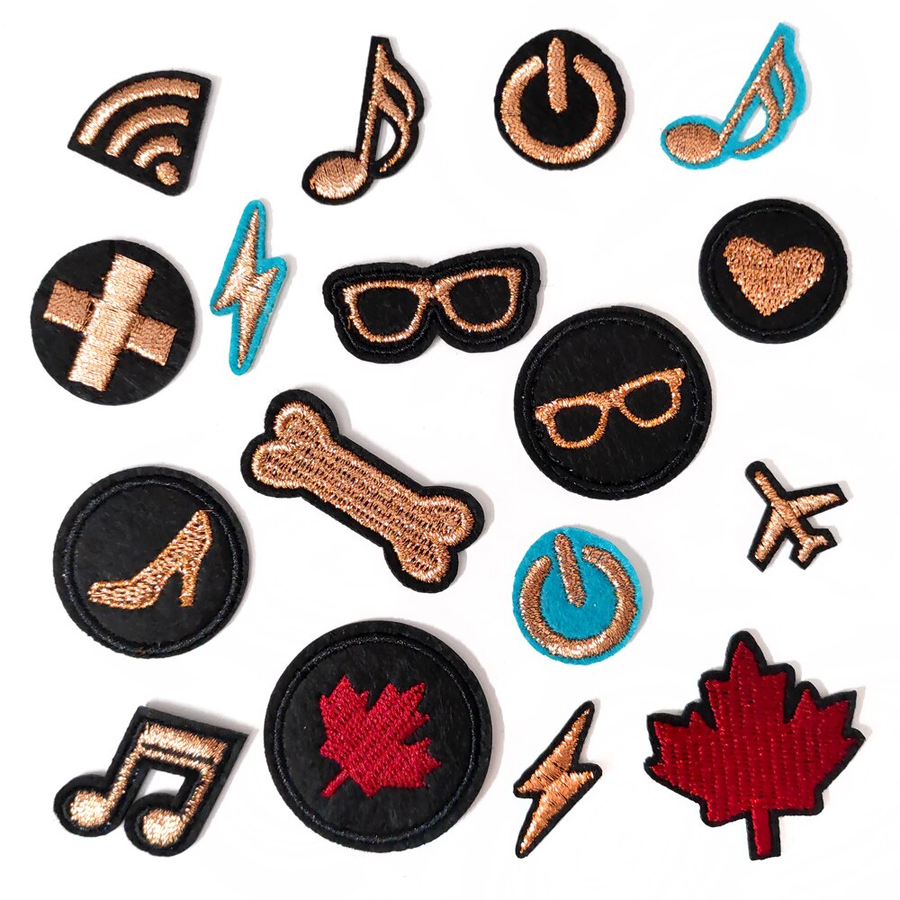 Bril Vliegtuigen Liefdesbriefje Patches Kleden Borduurapplicatie Naaibenodigdheden Decoratieve badges Canada Esdoornbladeren Bliksem