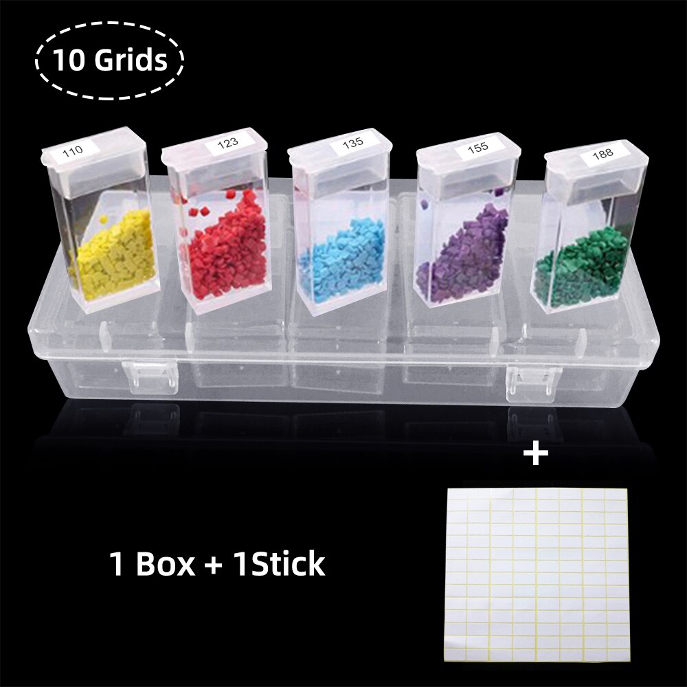 Diamant Schilderen Gereedschap Kralen Container Strass Diamant Borduurwerk Stone Opslag Accessoire Mozaïek Gemak Doos: 10 Girds