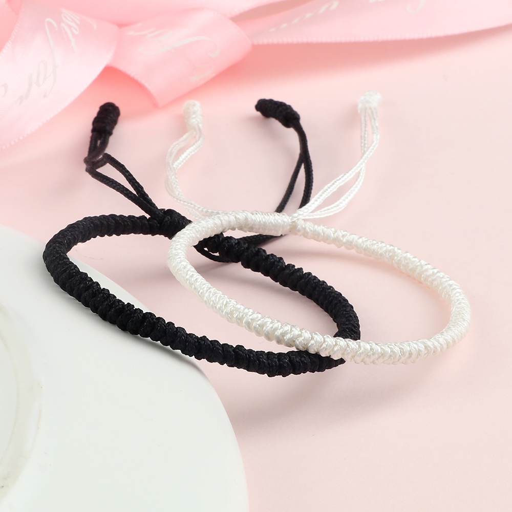 Zwart-witte armbanden voor koppels Verstelbare maat Handgemaakte armband Dames Heren Gelukspolsbandje Charme Bescherming Liefde Sieraden