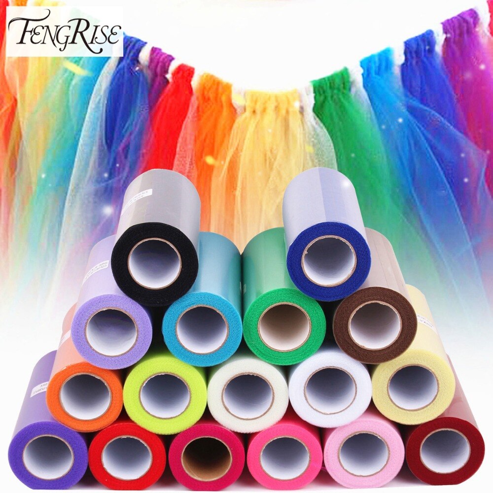 Fengrise 15cm 25 verftet organza stoff rull diy kunstige blomster bryllup bil bursdag dekorasjon tyll ruller pom poms fest