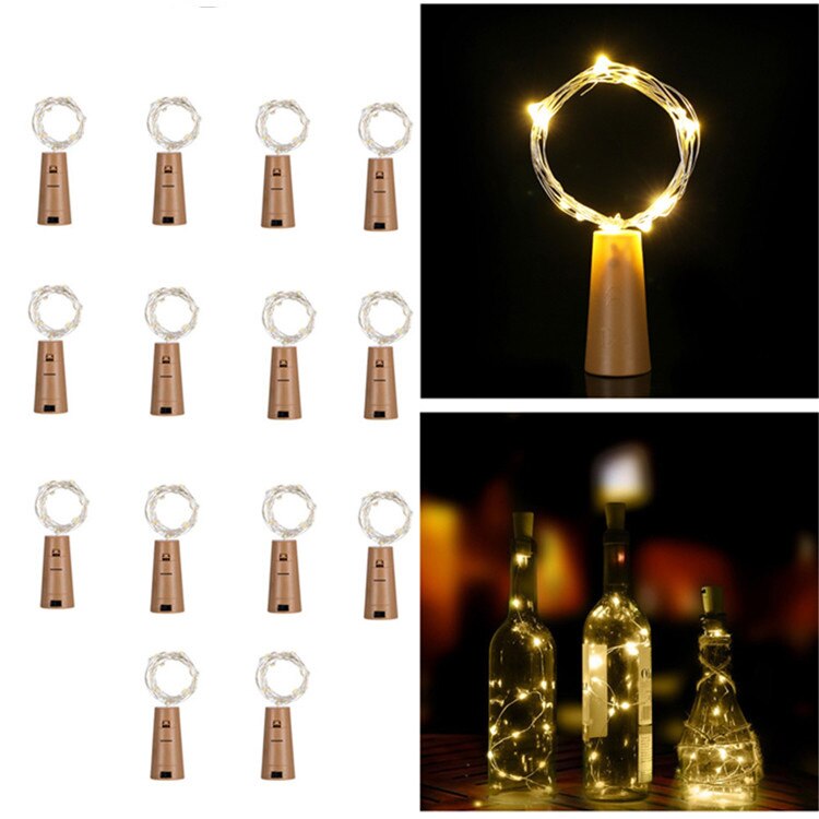 High Quality15 LED Bottle String Lights Toy with Cork for Party Wedding Christmas Halloween Bar Decoration Warm White: 14pcs