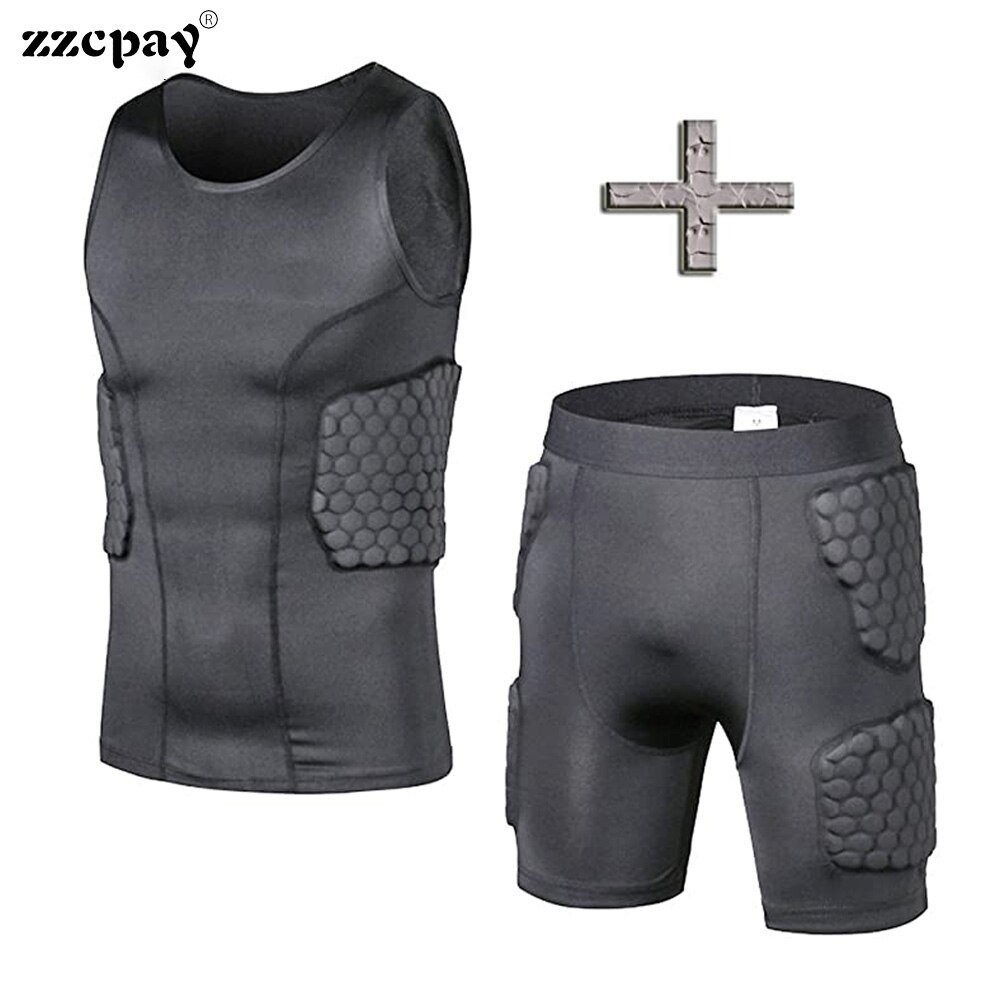 Männlich Enge Weste Waben Schutz Getriebe Ausbildung Shorts Anzug männer Fußball Basketball Extreme Sport Anti-kollision Tragen: XXL / Vest Shorts