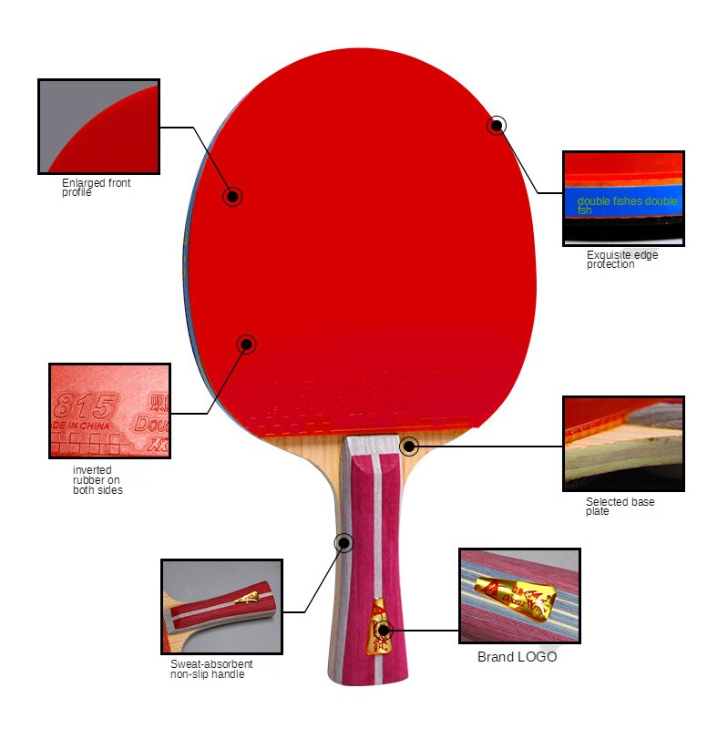 Tennis Table Racket Short Long Handle wood Blade Rubber With Double Face Pimples In Ping Pong Rackets