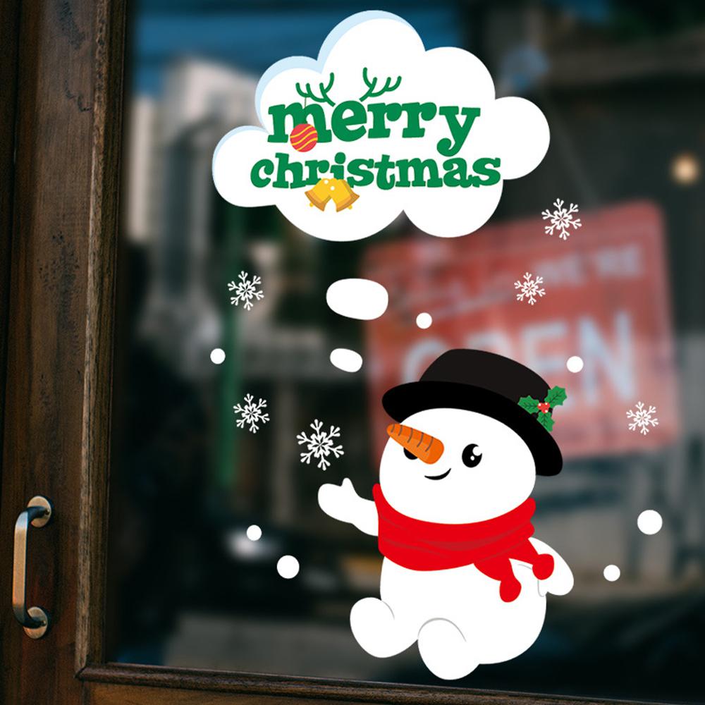 Double-sided Christmas Snowman Door Stickers Living Rome Window Storefront Glass Decoration Sticker