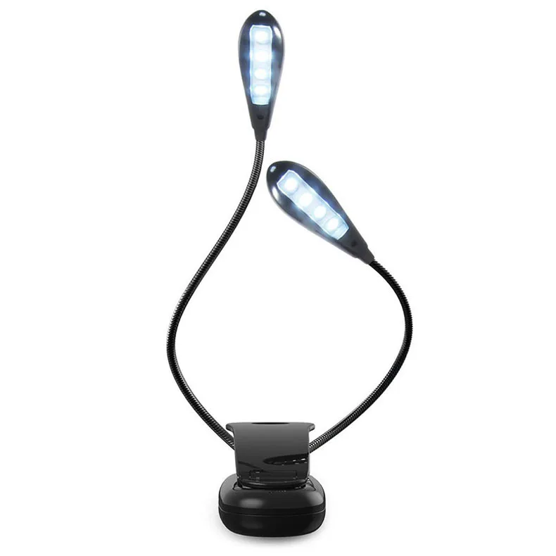 Dubbelpolige tafelleeslamp Mini LED-leeslamp met dubbele flexibele clip-on arm Oogbescherming Bureaulamp met 8 LED