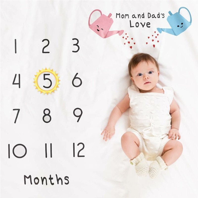 Kleinkind Baby Meilenstein Decke DIY Foto Fotografie Requisiten Neugeborenen Blume knapp Gedruckt Monatlichen Wachstum Decken Hintergrund Tuch