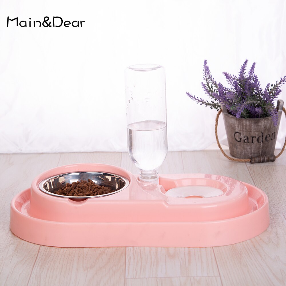 Comedero de agua automático para gatos y perros, cuenco doble Universal no húmedo, Para evitar salpicaduras de comida, cuenco para mascotas,