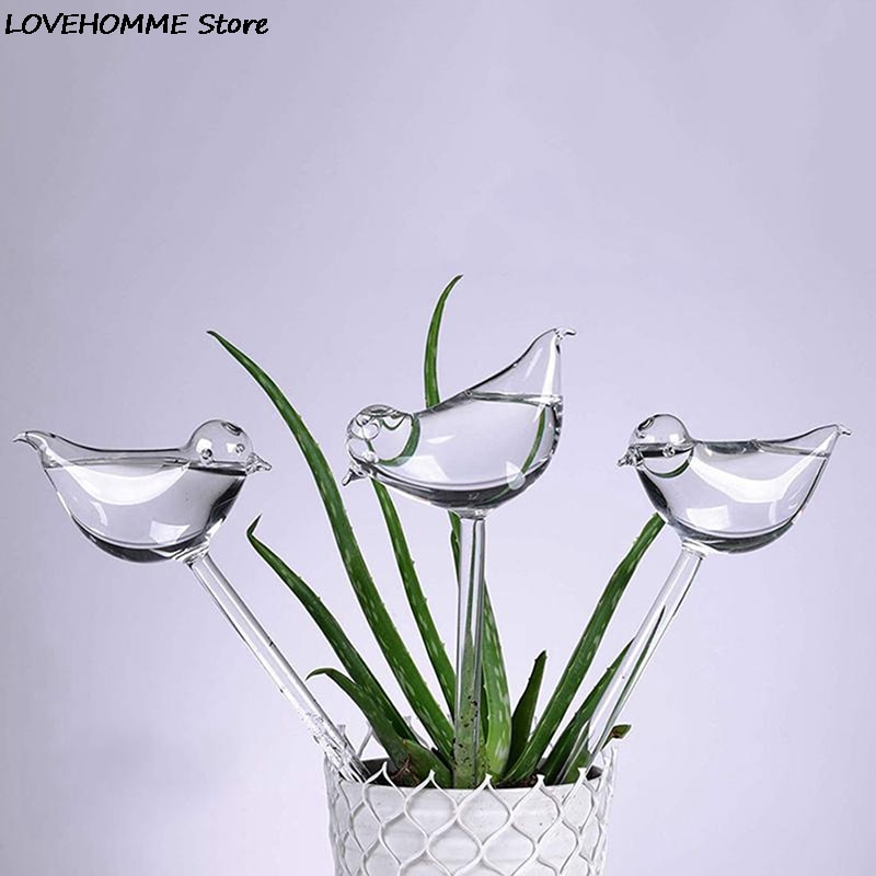 1 stk automatisk blomstervanningsanlegg plantevann selvvannende globus fugleform håndblåst klare plast aqua pærer