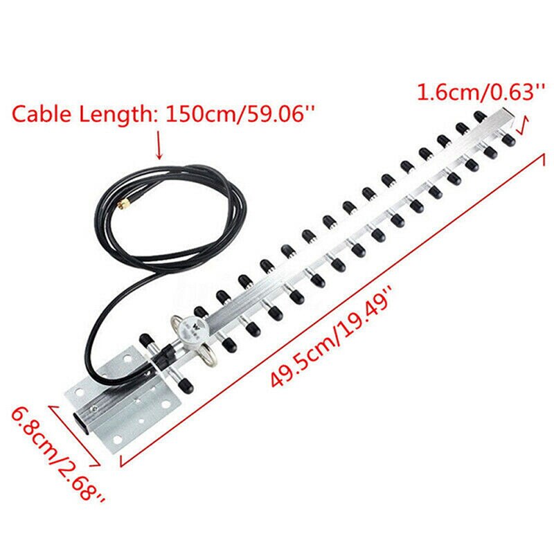 2.4Ghz WiFi Antenna 25dBi RP SMA Outdoor Wireless Yagi Antenna Directional Booster Amplifier Modem Cable