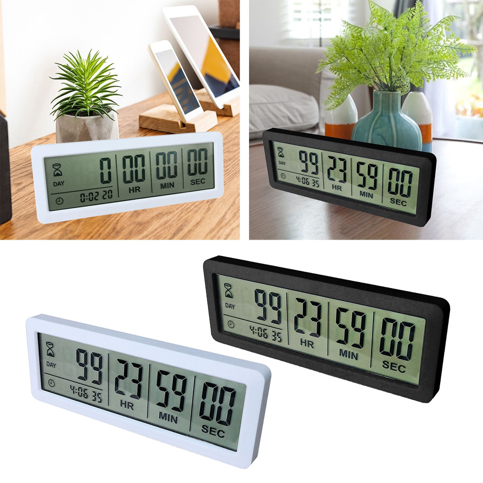 Digital 999 Days Timer Timer Clock LCD Large Screen Count Down Days Timer for Examination Project Deadline Kitchen