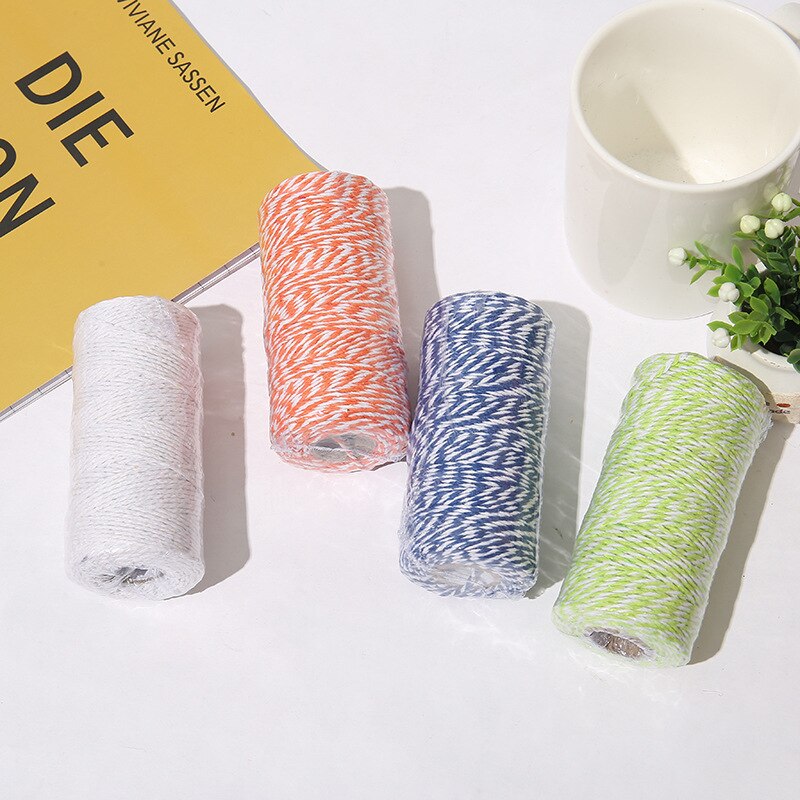 100M/Roll Cotton Cord Baker Twine String Colorful Cotton Craft Twine Home for Textile Packaging Christmas DIY Wedding Decor