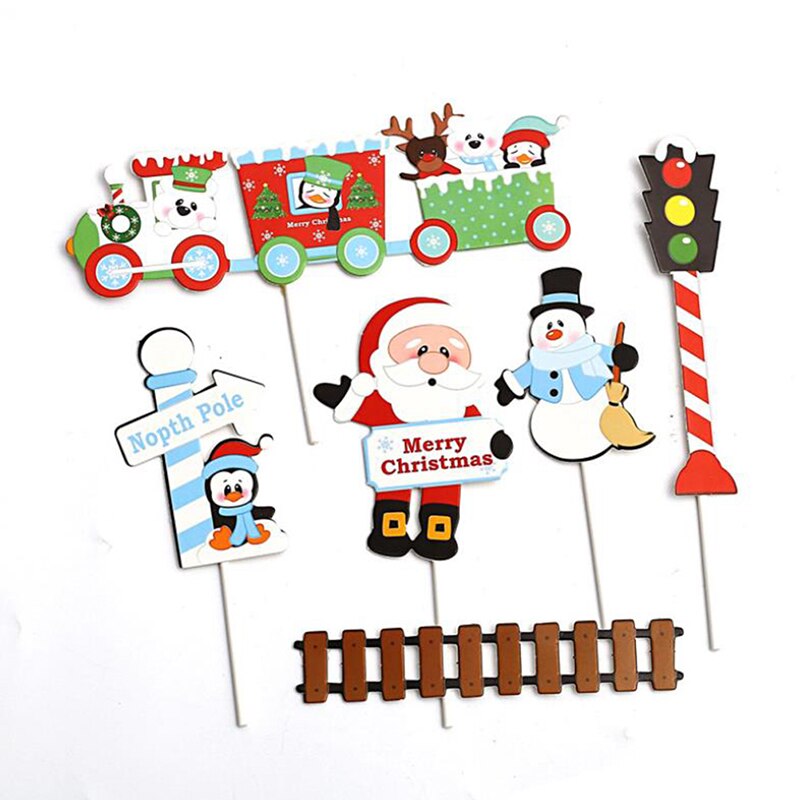 1Set Merry Christmas Letter Cake Topper Santa Claus Snowman Cake Decoration Home: A