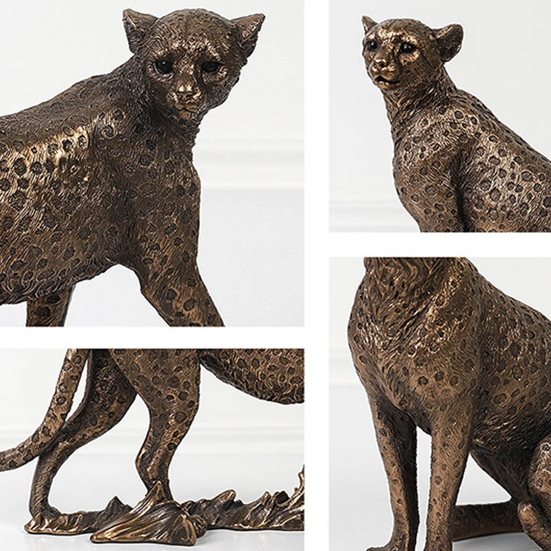 Harpiks gylden leopard gepard simulation dyr dekorative ornamenter moderne boligindretning boligtilbehør skulptur