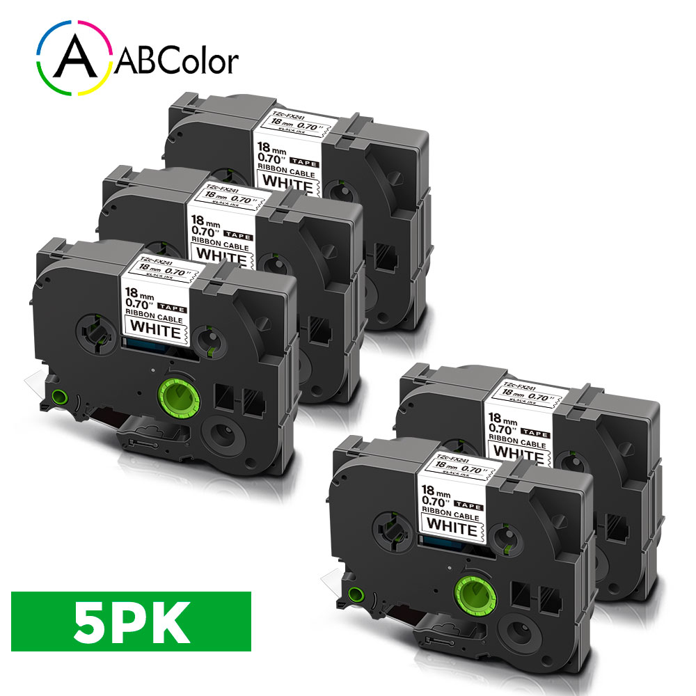 5PK Label Compatibel Voor FX241 Tape Zwart Op Wit 18Mm Printer Lint Voor Label Maker