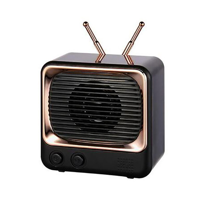 Dw02 retro liten tv bluetooth 5.0 mini högtalare trådlöst hem utomhus slappna av radio usb / tf  mp3 spelare kort trådlös subwoofer: Svart