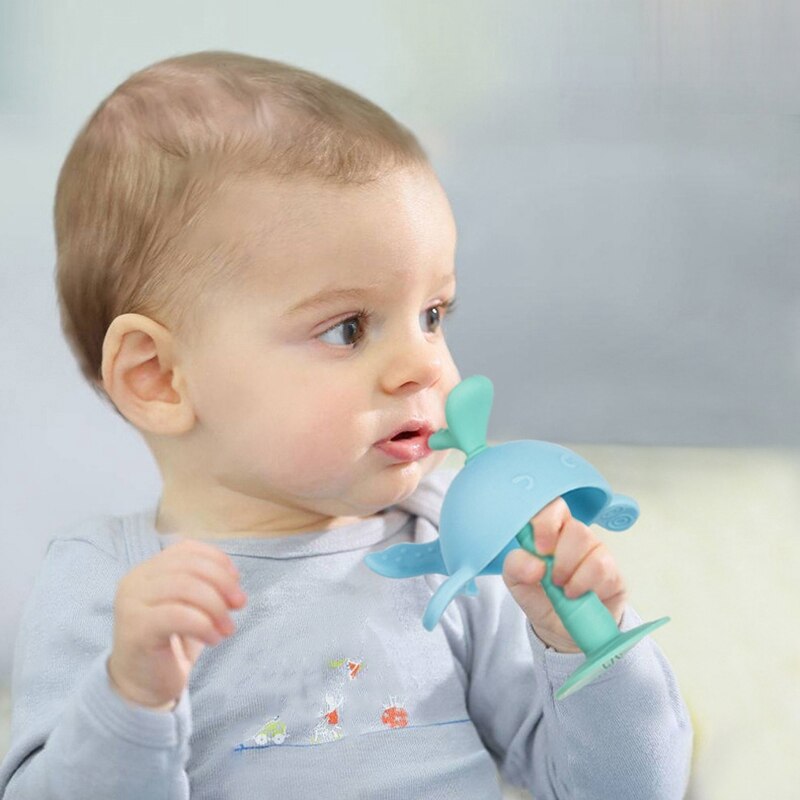 Baby Silicone Teether Rodent with Sucker Soft Training Chew Molar Rod