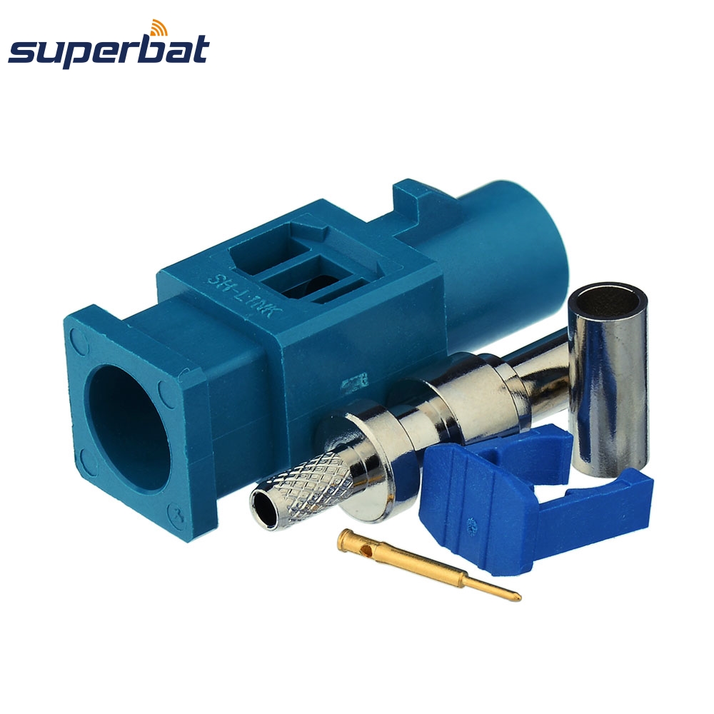 Superbat 10 pces fakra waterblue/5021 codificação neutra crimp plug masculino longo rf conector coaxial