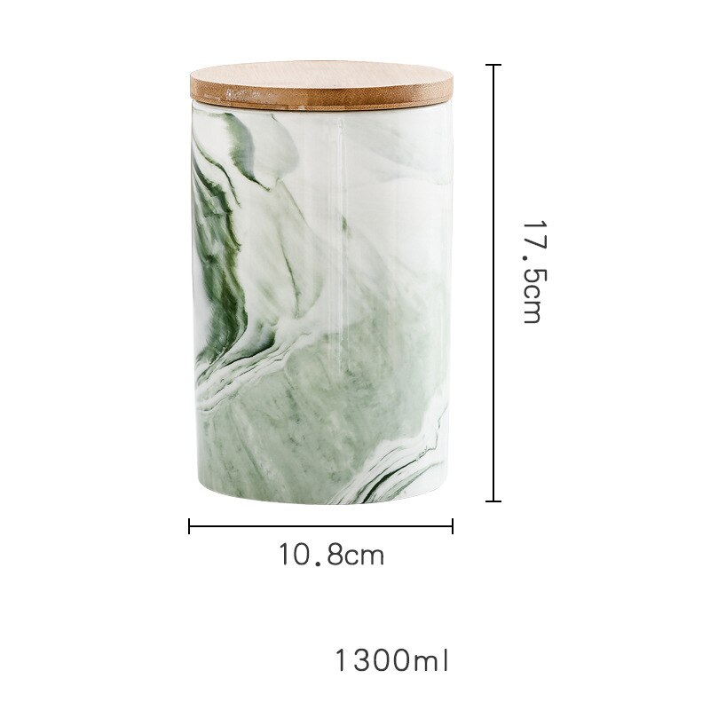 Opbevaringsflaske krukke nordisk stil marmor mønster keramisk køkken krydderi tank sæt træ dække salt shaker krydderikrukke: 7