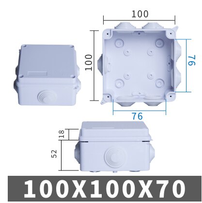 ABS Plastic Waterproof Junction Box DIY Outdoor Electrical Connection box RA Series IP65 Cable Branch box: 100x100x70mm