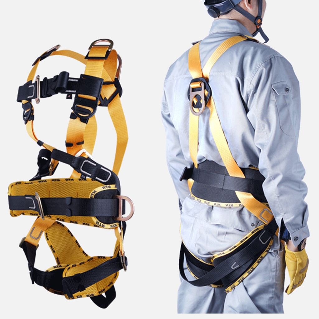 Full Body Rock Climbing High Work Rappelling Safety Harness Black Safety Tree Arborist Equipment Gear
