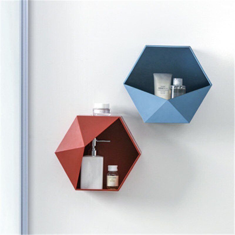 Wall combination storage box Hexagonal geometric rack bathroom ornament living room bedroom bookshelf home decoration