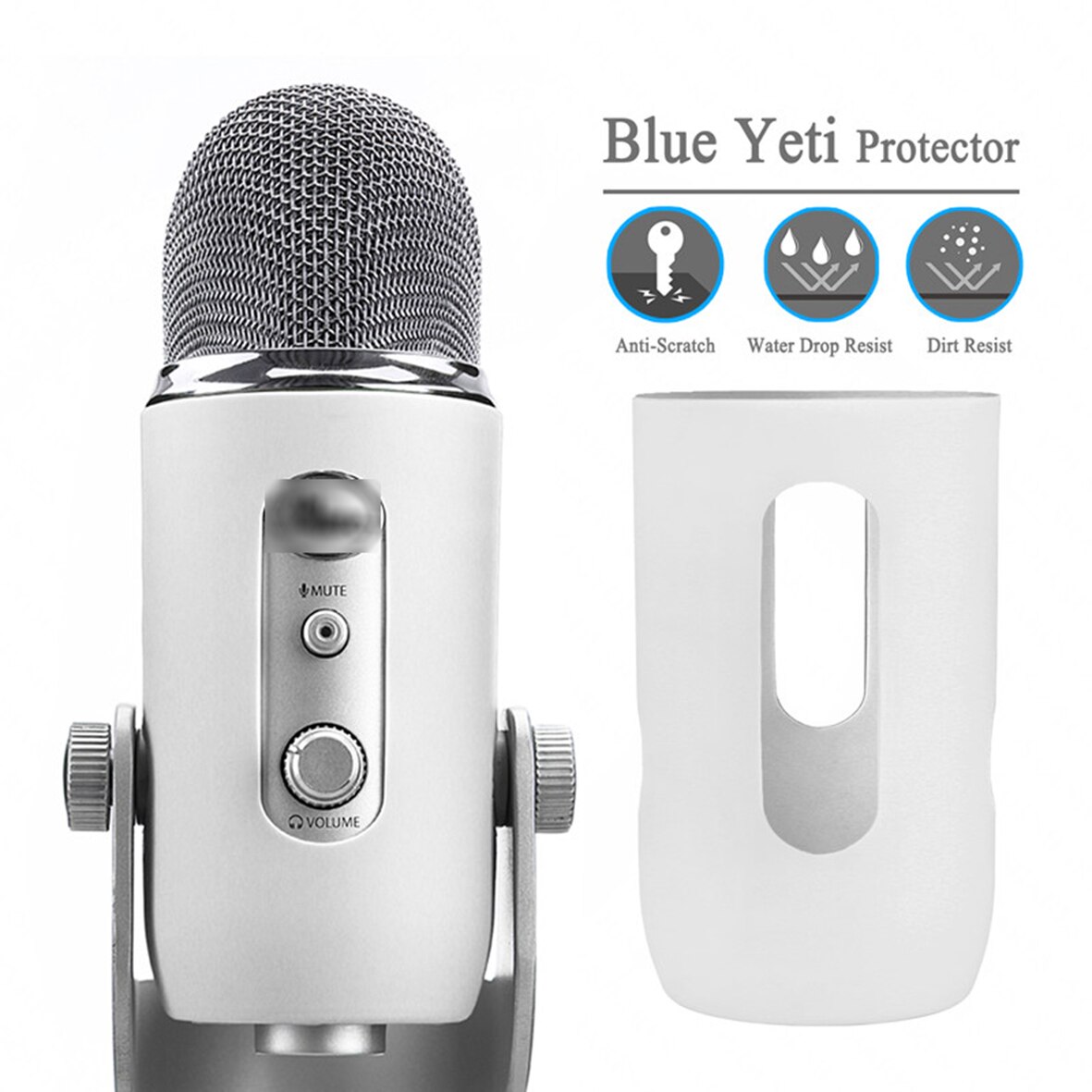 Silicagel protector biedt voor Blauw Yeti microfoon cover Zachte siliconen cover bescherm voor Blauw Yeti pro mic voorruit deel: WHITE