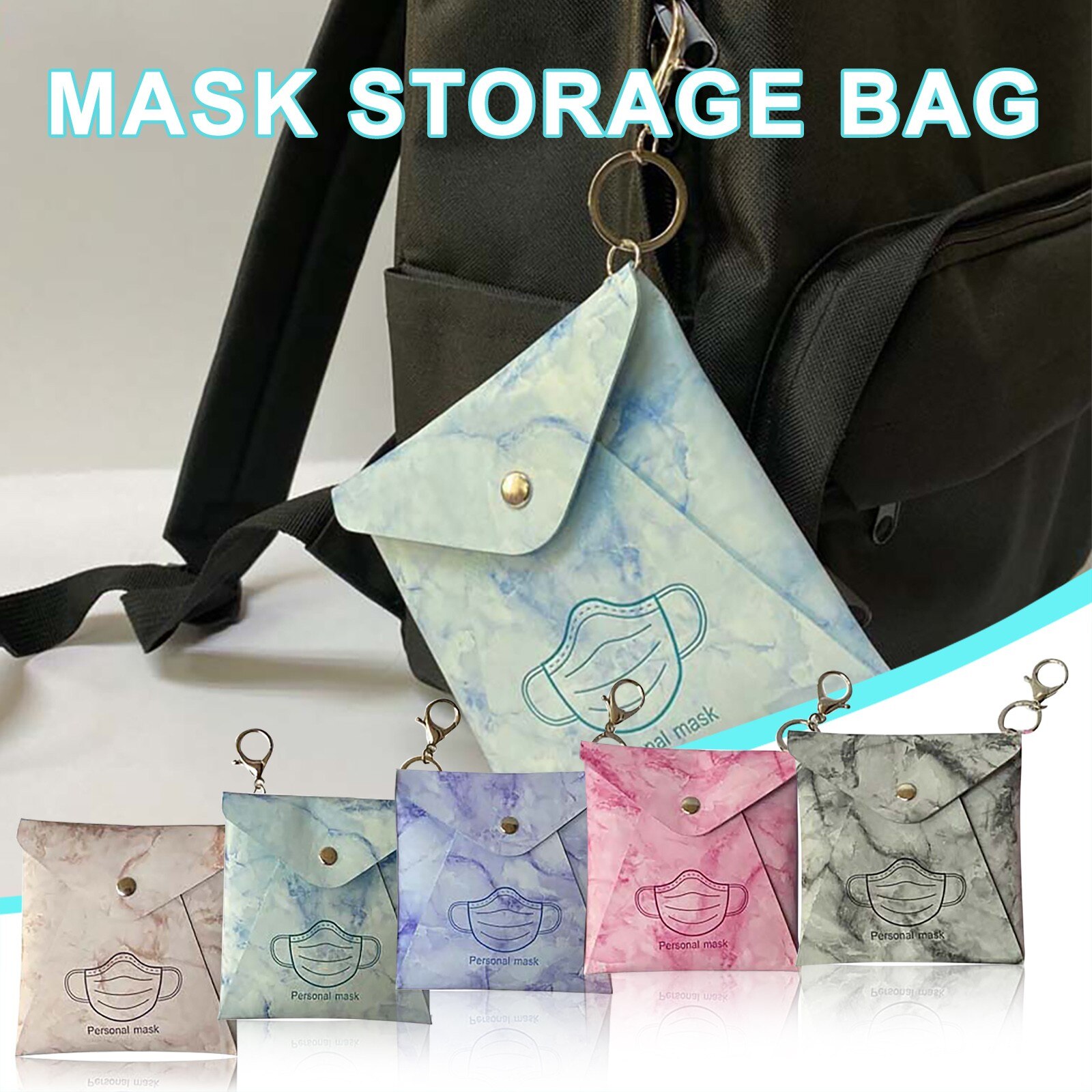Cover Portable Face Personal Masks Organizer Fashon Cleaning Protect Bag Storage Marble texture Printing Container Mascarilla