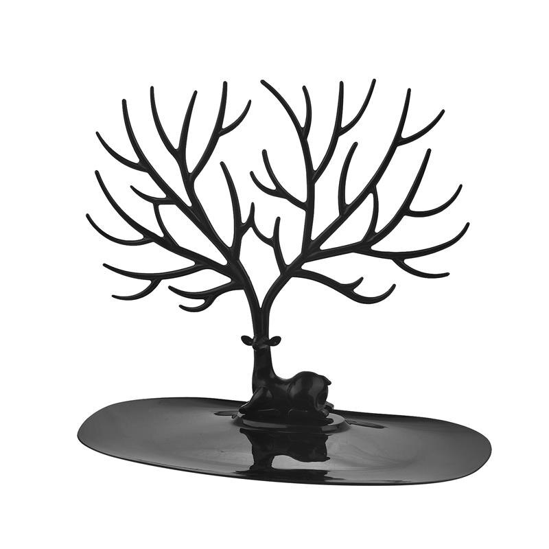 24/44/66 otwory stojak biżuteria Organizer do ekspozycji kolczyki wisiorki bransoletki stojak na biżuterię z drewnianą podstawą kolczyki stojak do przechowywania: D-Black