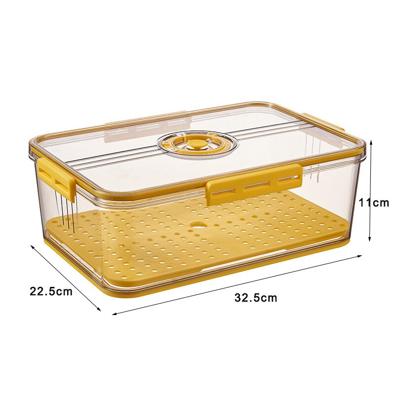 Refrigerator Storage Box Kitchen Storage Containers for Food Vegetable Fruit Timekeeping Frozen Storage Box Freezer Sealed Box: Yellow 7002