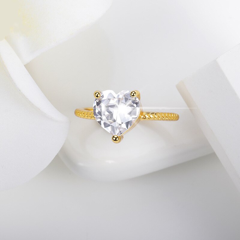 Romantische frauen Herz Ringe Luxus Herz-förmigen Zirkonia Vorschlag Engagement Ring Für Freundin ErkläSprosse Schmuck Neue