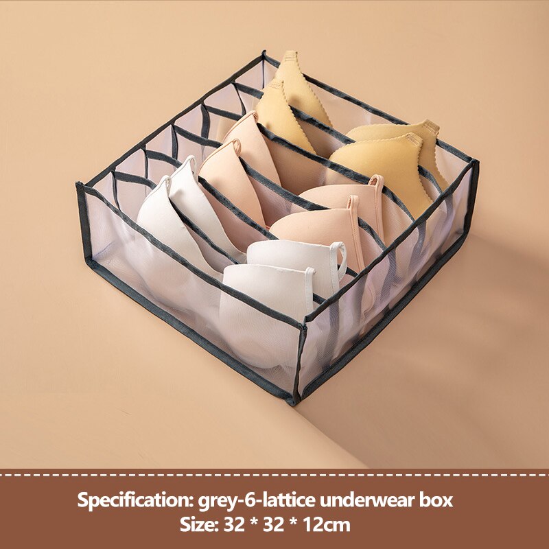 Ondergoed Beha Sokken Panty Ties Net Organizer Opbergdoos Lade Garderobe Kast Manden Organisatoren Divider Dozen Thuis Slaapzaal: grey-6 Grids