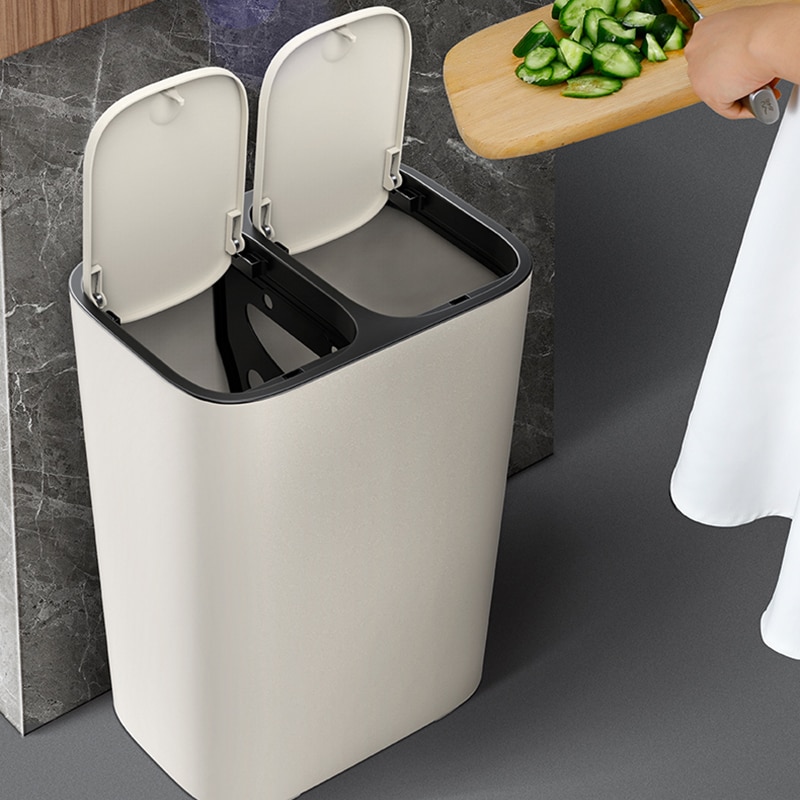 Dry-wet Garbage Classification Trash Can Double Buckets With Cover Office Paper Baskets Household Living Room Kitchen Dustbin