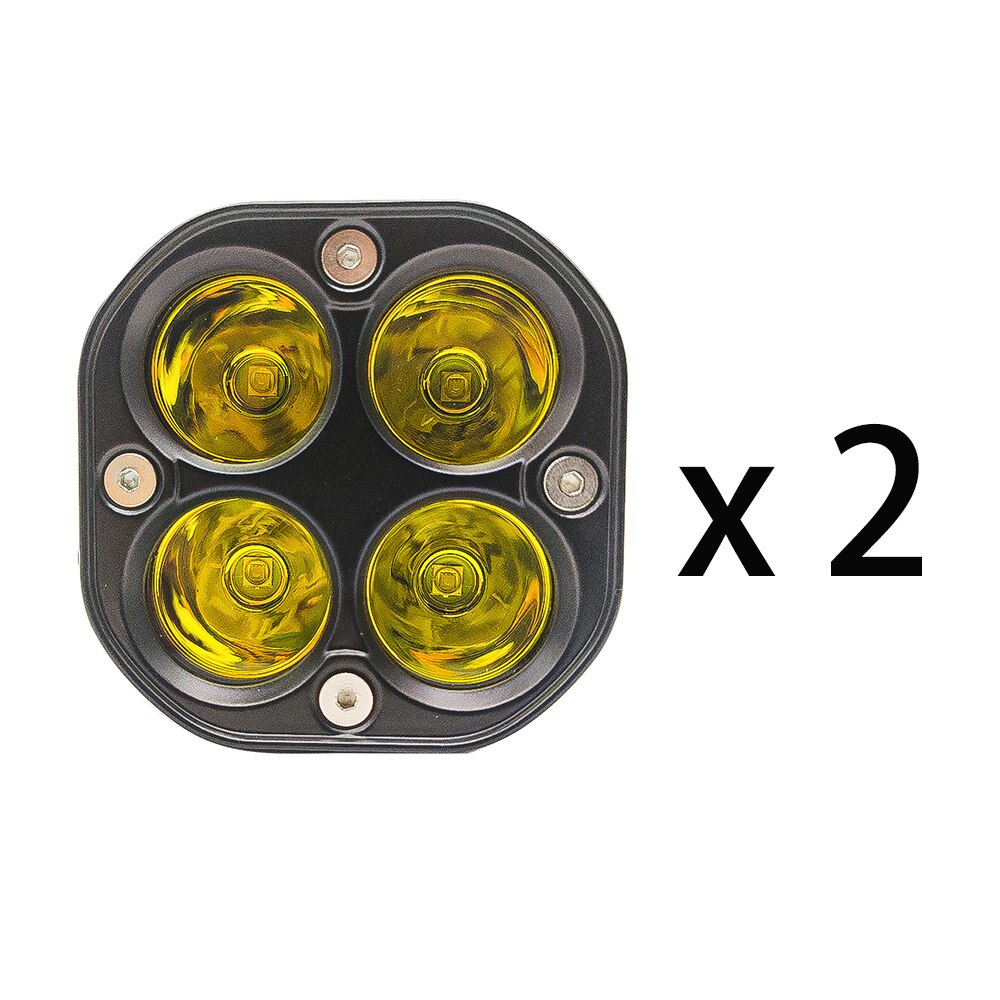 1 stuk 3 inch led-autowerklamp voor offroad-trucks, led-spot, 4wd witte en gele mistlampen op auto's, led-looplichten voor auto's: Gele kleur 2 bollen