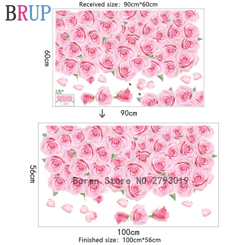 butikk rose blomster vegg klistremerker romantiske rosa røde blomster gulv klistremerke kunst vinyl hjem dekorasjon til soverom dårlig kjøkken