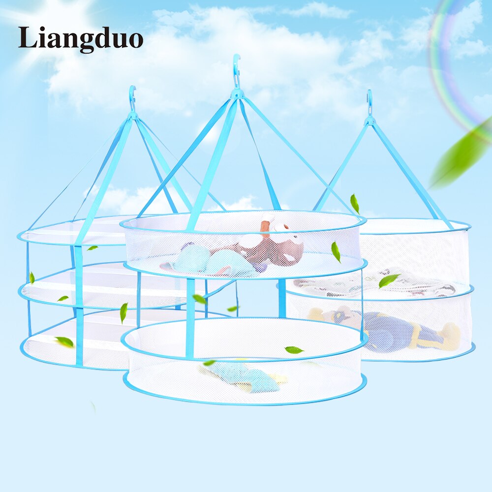 Liangduo Double-Layer Clothes Drying Net Hanging Clothes Laundry Basket Breathable Dryer Sweater Cloth Net Dry Rack Mesh Hanger