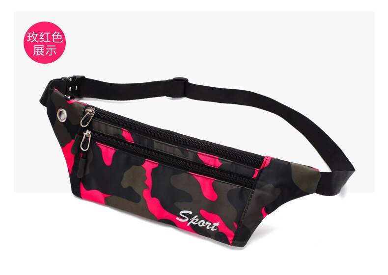 Mannen En Vrouwen Camouflage Zakken Outdoor Sport Taille Packs Persoonlijke Ultralichte Anti-Diefstal Mobiele Telefoon Tas Waterdicht borst: rose