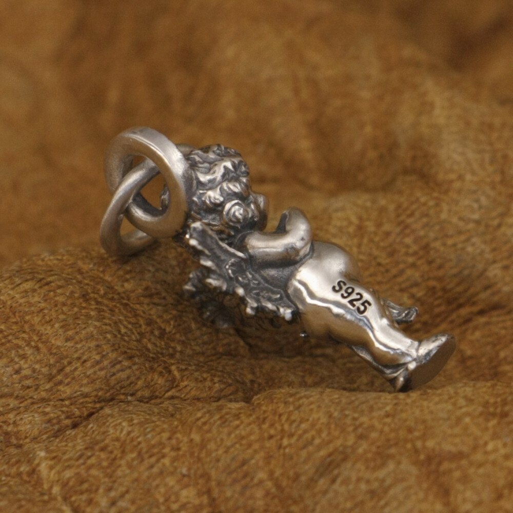 Linsion 925 Sterling Zilver God Van Liefde Cupido Mooie Angel Charms Little Hanger TA317