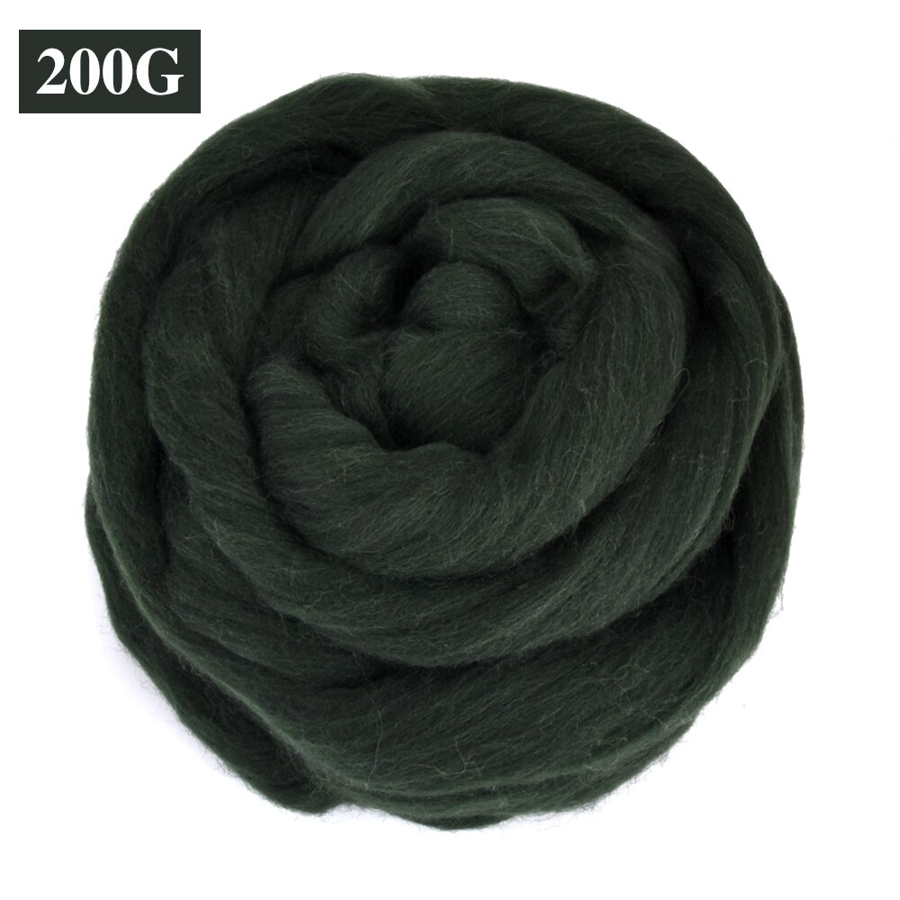 200g Yellow/Green Wool Felt Craft Kit 86 Colors DIY Wool Felt Kit Handle Wool Set Weaving Needlework Spinning Craft Kits: Dark Green