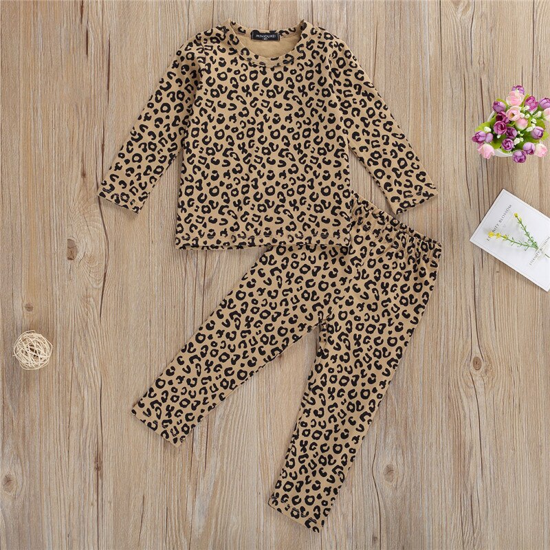 kid Baby Boys Girls Sleepwear Pajamas Set Children Kids Print Leopard pyjamas kids Lounge Wear Cotton Girls pijama infantil