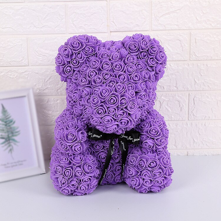 Ourson en roses artificielles, grand 40cm, ours en fleurs de polyéthylène, pour femmes, pour la saint-valentin, coffret noël mariage, décoration de maison: 15