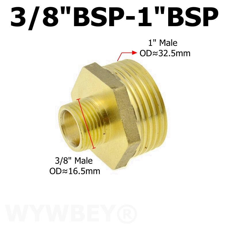 Messing sekskantet nippel rørfitting kobber adapter 1/8 1/4 3/8 1/2 3/4 han lige reduktionskoblingsforbindelse vand gas vvs samling: Dn10-dn25 03-08