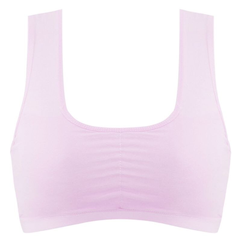 Puberdade meninas adolescentes esportes sem fio underwear fino copo cor sólida com nervuras malha sutiã de algodão cinta larga sem costura bralette 8-16 t: PL