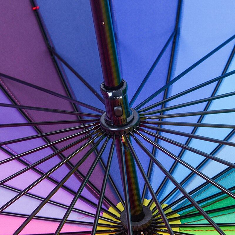 NELLO Regenboog Paraplu Regen Vrouwen 24K Winddicht Lange Handle Paraplu Sterke Frame Waterdicht Mode Kleurrijke Paraguas