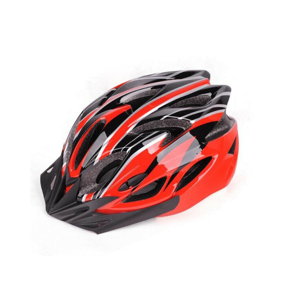 Adult Men Womens Bike Helmet Cycling MTB With Visor Mountain Shockproof Adjustable Fitting Bicycle Helmet: Red Black