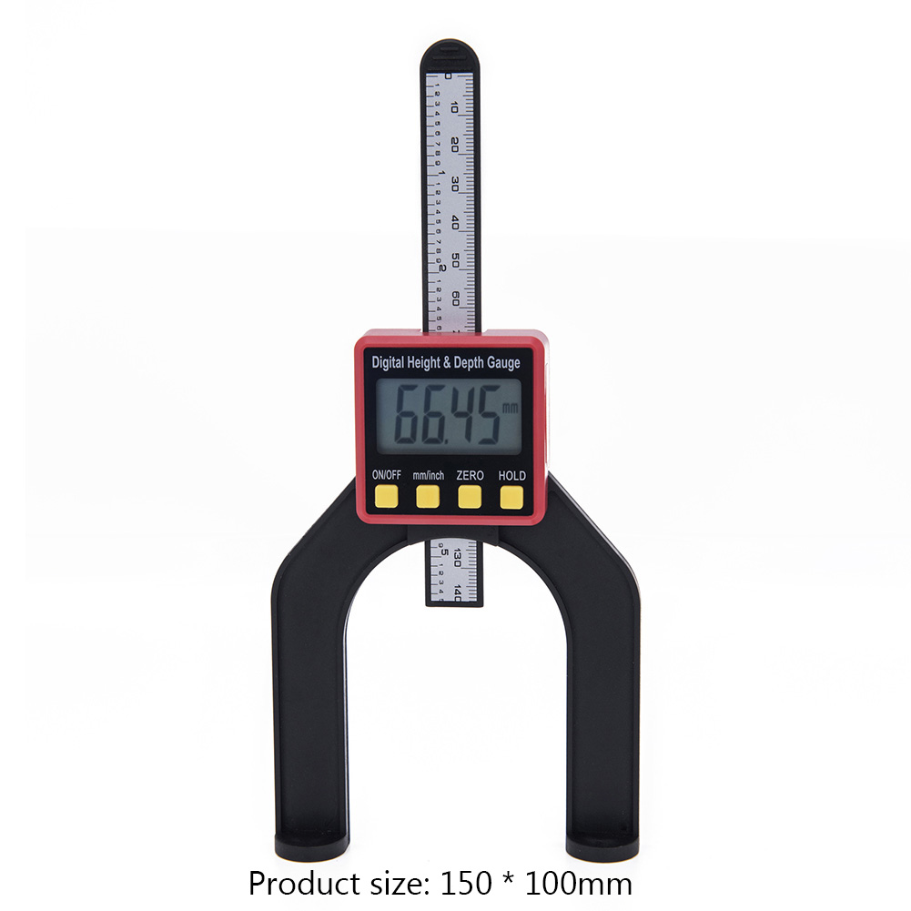 Calibrador de profundidad Digital LCD, calibradores de altura con pies magnéticos para mesas enrutadoras, herramientas de medición de carpintería de 0-80mm, 0,01mm: Red