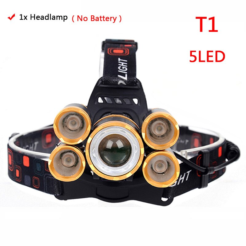 8000 Lumen Hight Power Licht 5 Led Koplamp Cree Xml T6 Led Head Lamp 18650 Oplaadbare Zaklamp Fakkel Lantaarn: Option G